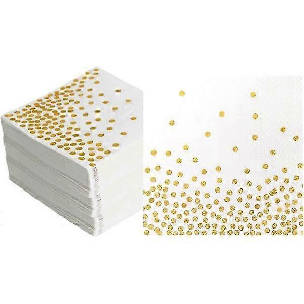 100-Pack of Elegant White and Gold Napkins, Perfect for Celebrations and Parties, Suitable for Various Occasions