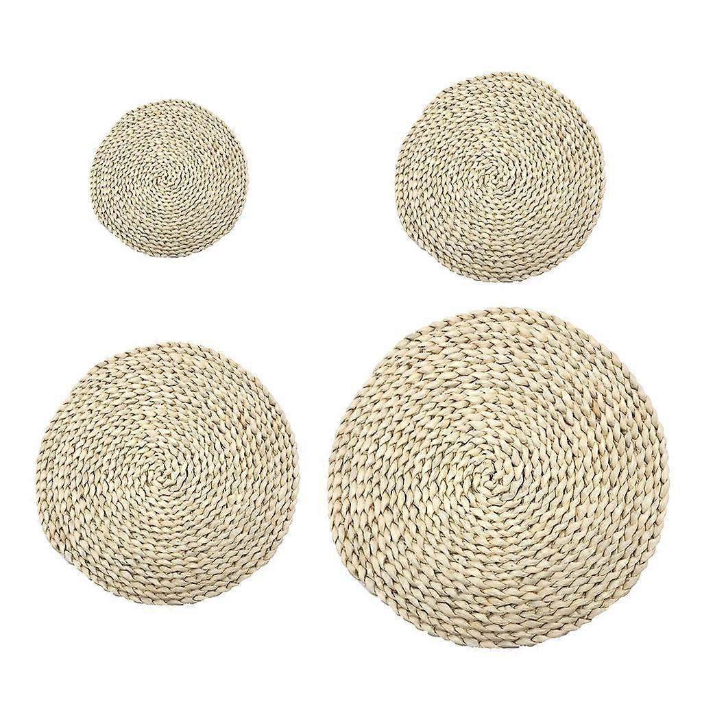 Woven Placemats Kit 4PCS Round Braided Rattan Tablemats Insulation Pads