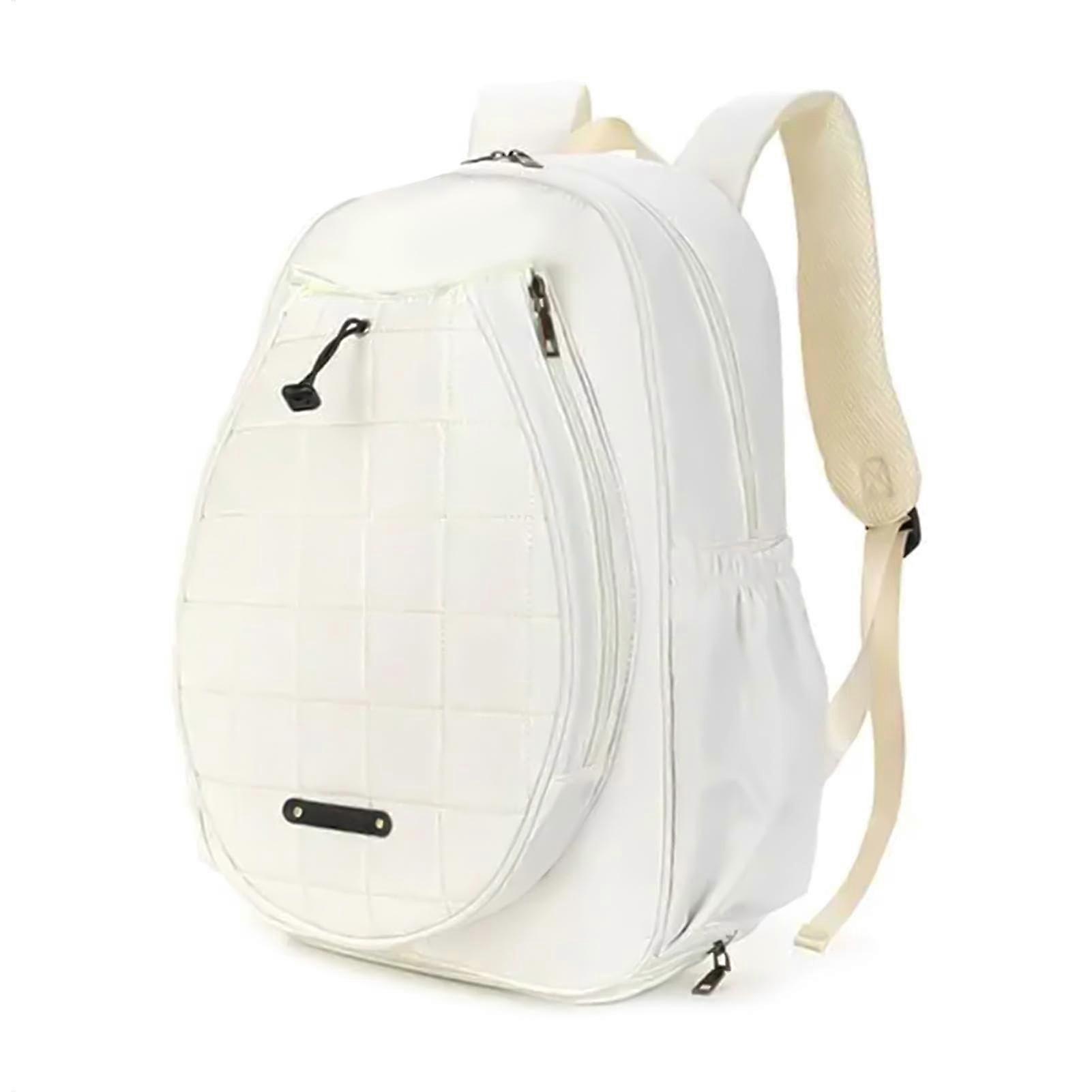 Tennis Racket Backpack Adjustable Bag, Carrier for Adults Kin White