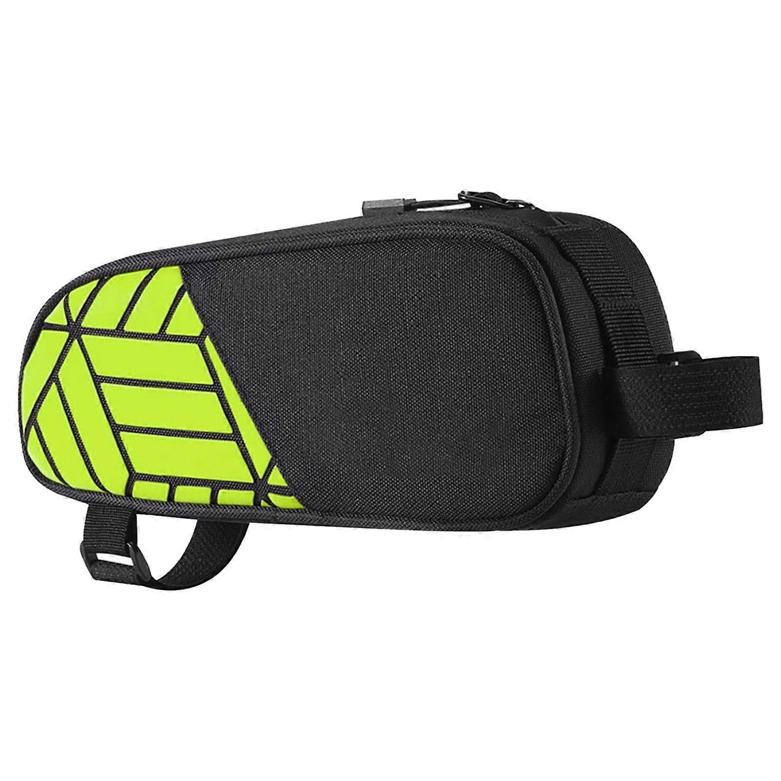 Frame Storage Bag for Bikes - Waterproof Front Frame Organizer - Reflective Cycling Accessory Bag in Green
