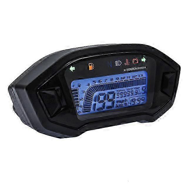Universal Motorcycle LCD Digital Speedometer with Backlight for 2-4 Cylinder Vehicles, 13000rpm Odometer, Adjustable 7 Color Options
