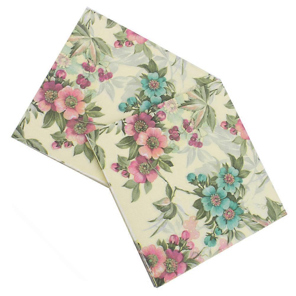 Dinner Napkins Flower Paper Design Multi 33x33cm Absorbent 40Pcs Ideal For Party Banquet And Daily Use
