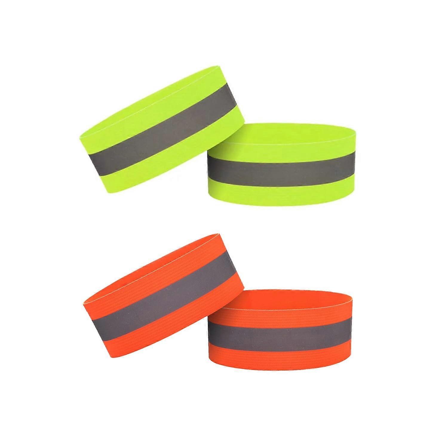 High Visibility Reflective Wristbands Pack of 4 for Cycling and Running, Adjustable Arm or Ankle Bands in Bright Colors