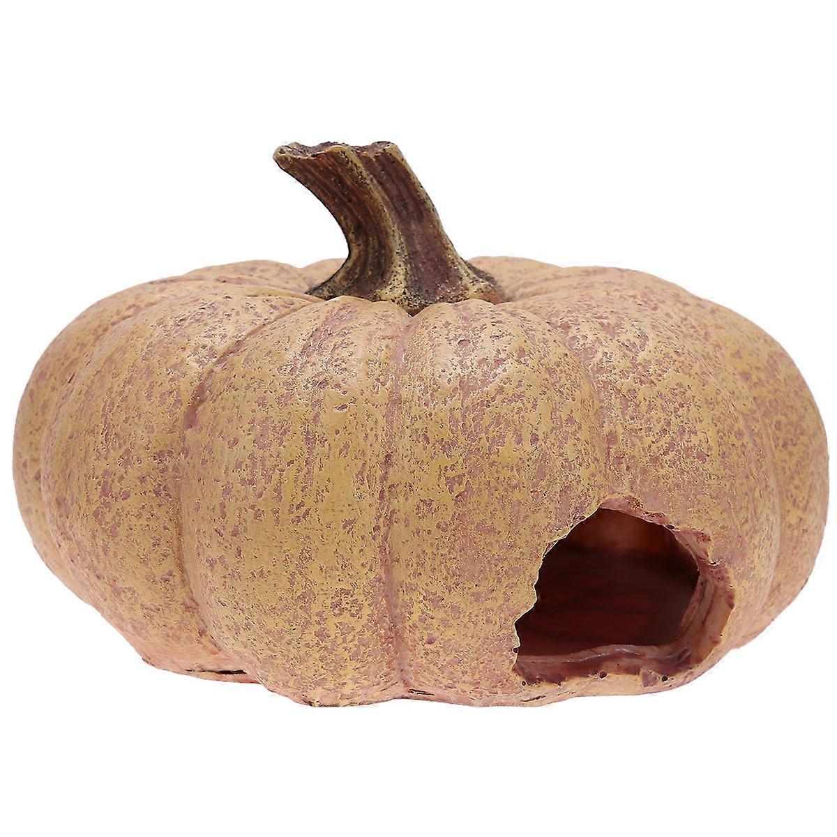 Tank Accessory Resin Pumpkin Shape Realistic Style Rest Place for Reptile Lizard Shelter 17x17x11cm 1Pack