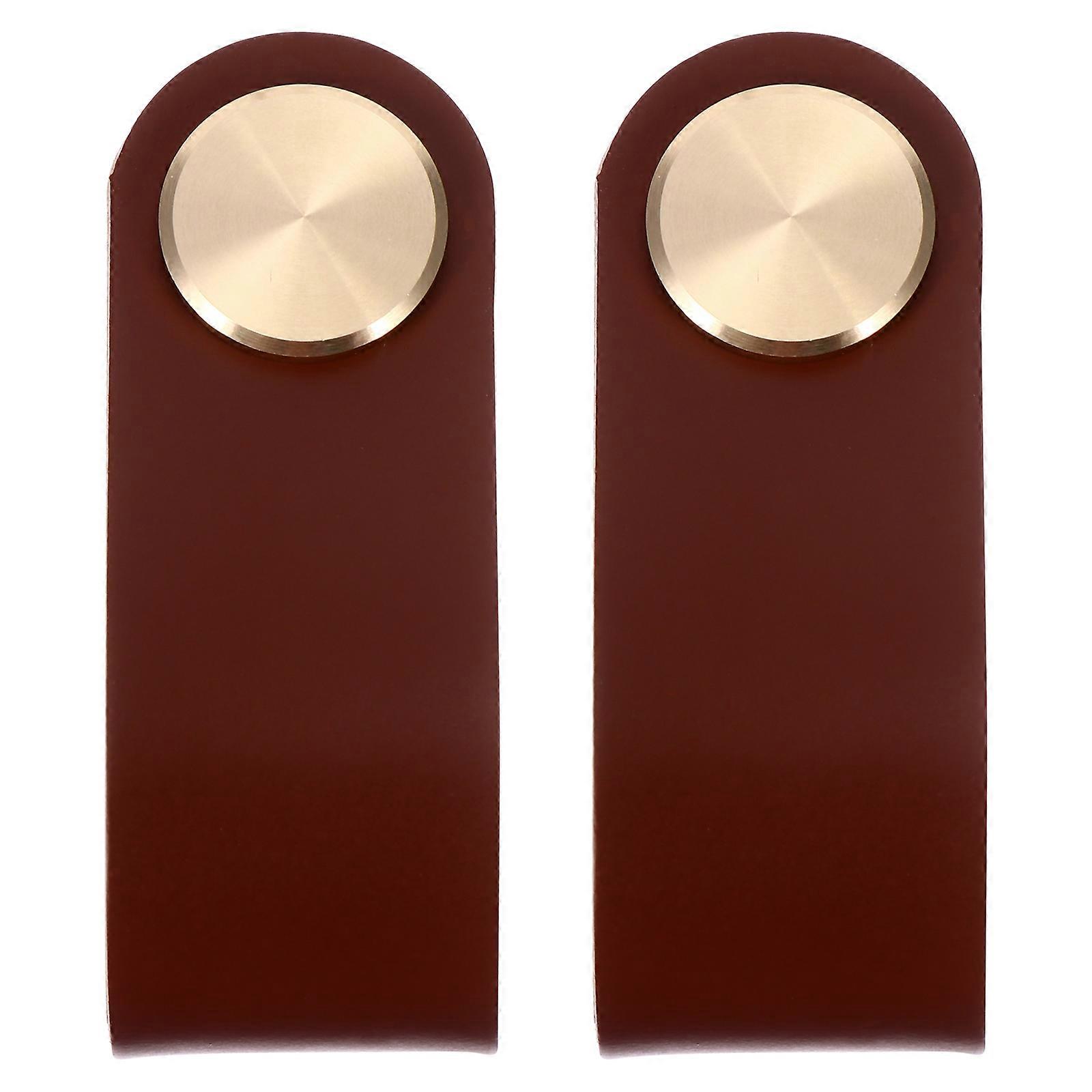 Furniture Pull Knobs Metal Cabinet Door Knobs Wardrobe Use Durable Craftsmanship Brown 14X2.5CM 2Pcs