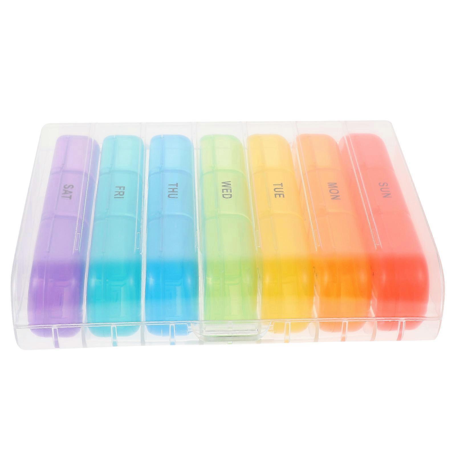 Travel Pill Container Small Pill Organizer For Travelers Sealed Prevent Forgetting Medicine 11x4x2.5cm Assorted Color 1Set