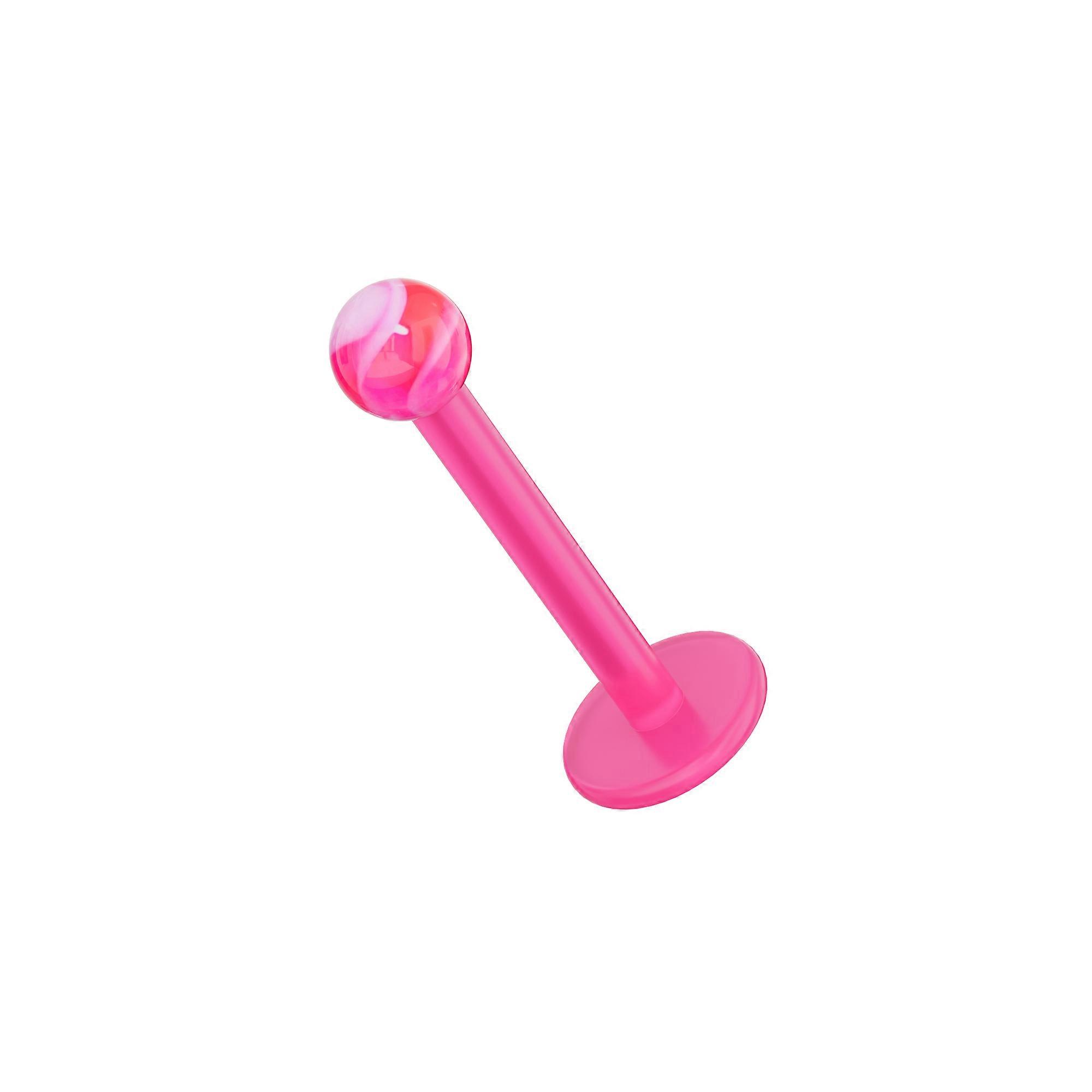 Uv Pink Labret With Marble Uv Ball (pack Of 10)