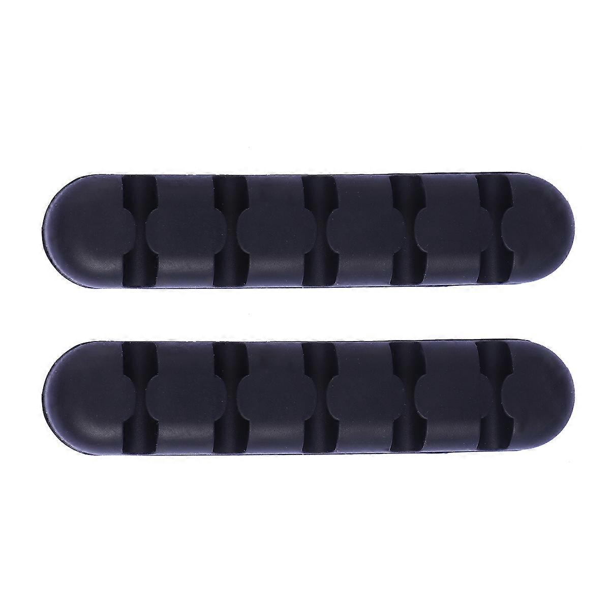 Self-Adhesive Cable Holders Desk Cord Organizer Wires Organiser Multi-Card Design for Home Office 2Set Black Silicone