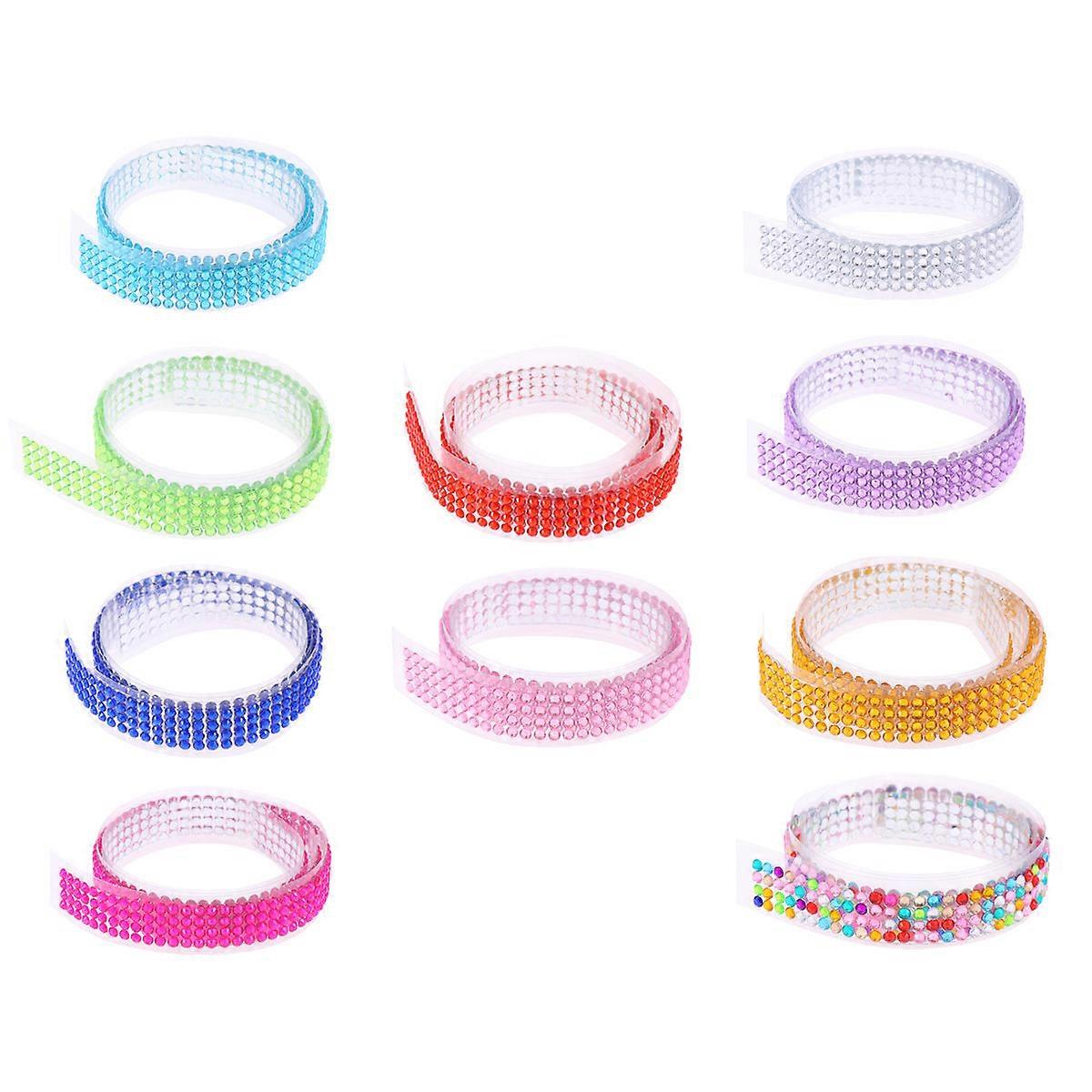 Self Adhesive Rhinestone Sticker Tape for Crafts Journals Planners Mugs Phones 10 Rolls Random Color 50 x 1.8 x 0.1cm