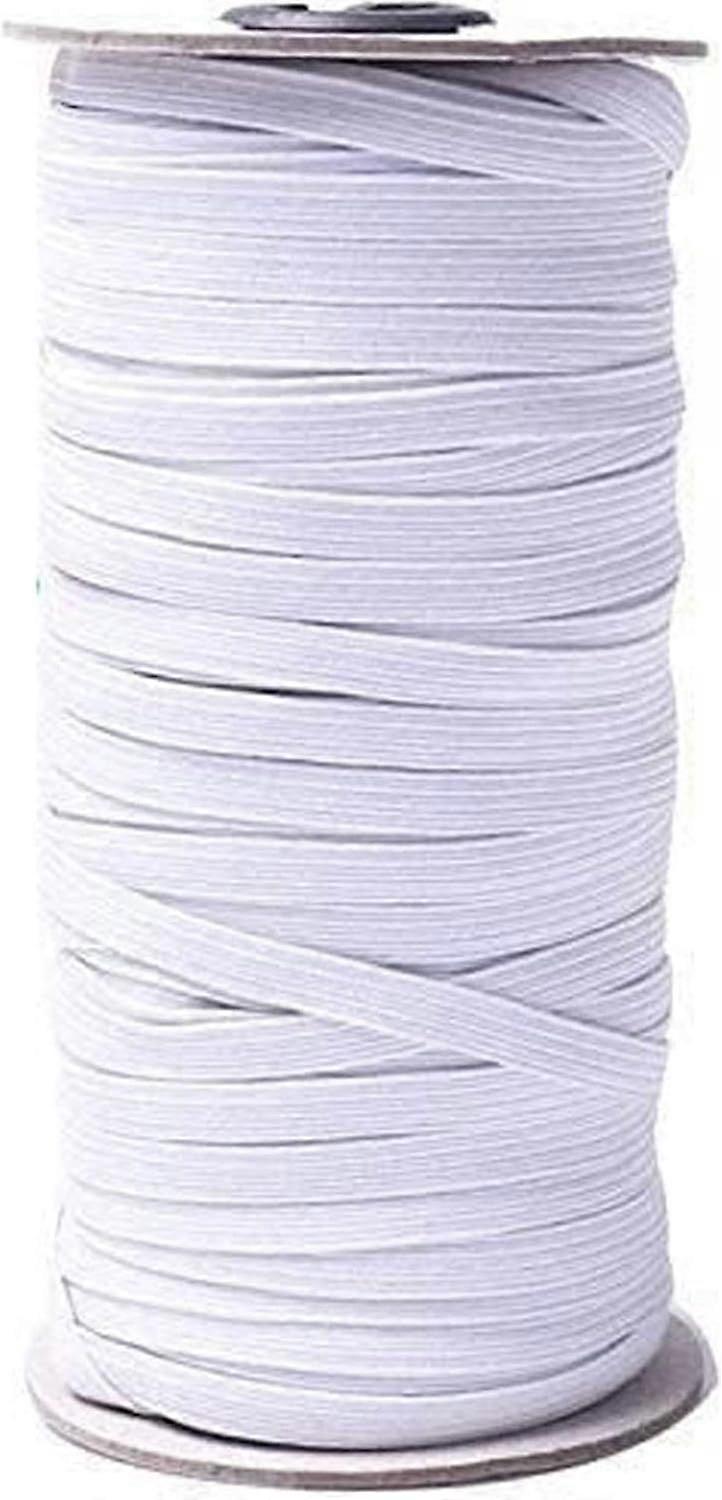 Dawwoti [6mm,50m]Flat Elastic Band,Braided Elastic Band,Braided Stretch Strap Cord Roll for Sewing and Crafting DIY Arts Crafting,6MM50M