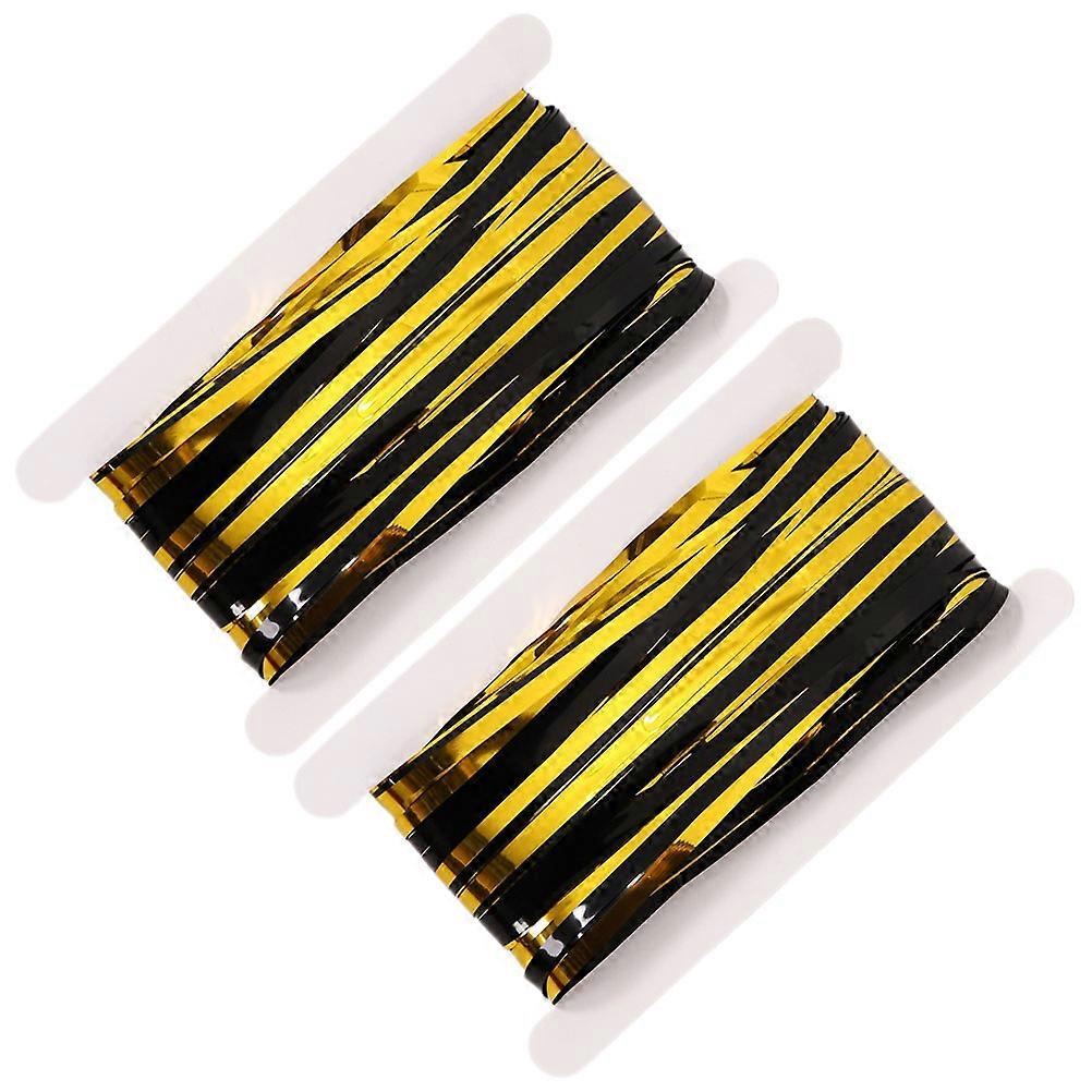 パーティーホイルフリンジブラック250X100CMドアデコレーション2個の背景カーテン