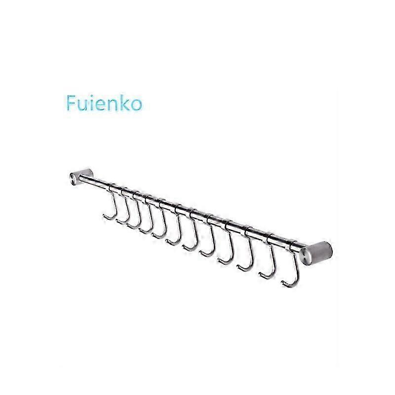 Stainless Steel Kitchen Bar Hook 53cm with 12 Silver Hooks