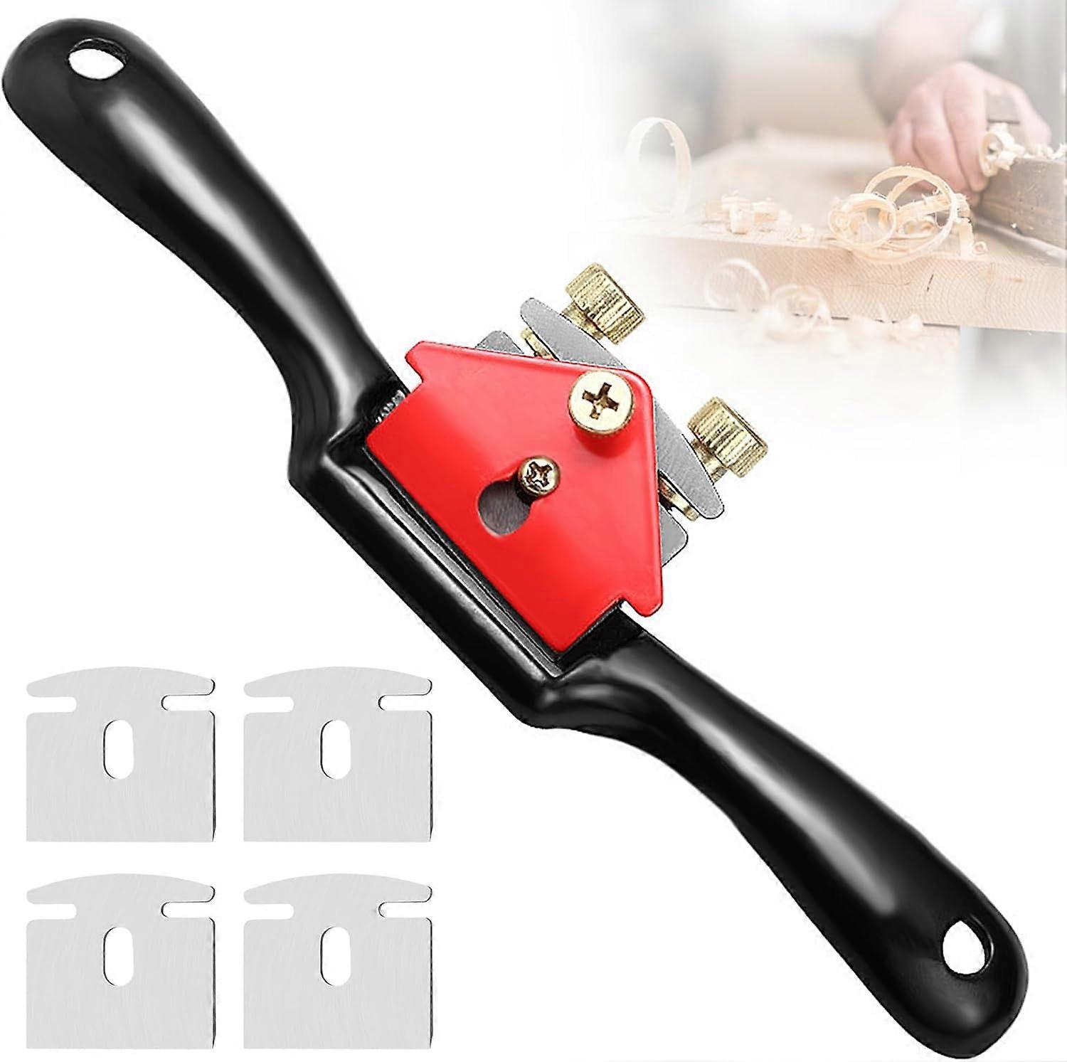 Adjustable Spokeshave for Woodworking, Hand Planer with 4 Replacement Blades