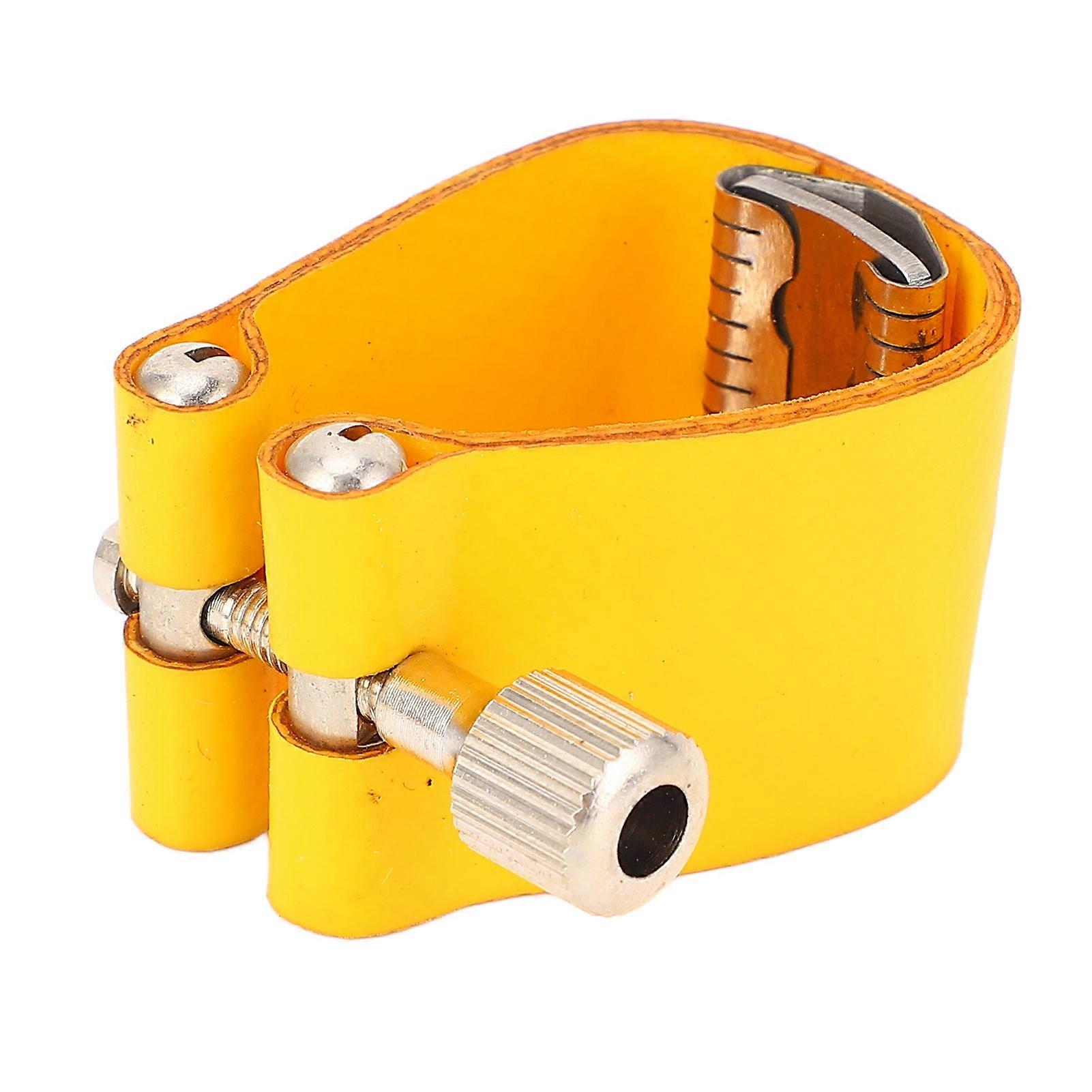 Saxophone Mouthpiece Ligature Fastener Artificial Leather Adjustable Tenor Sax Ligature Fastener Yellow