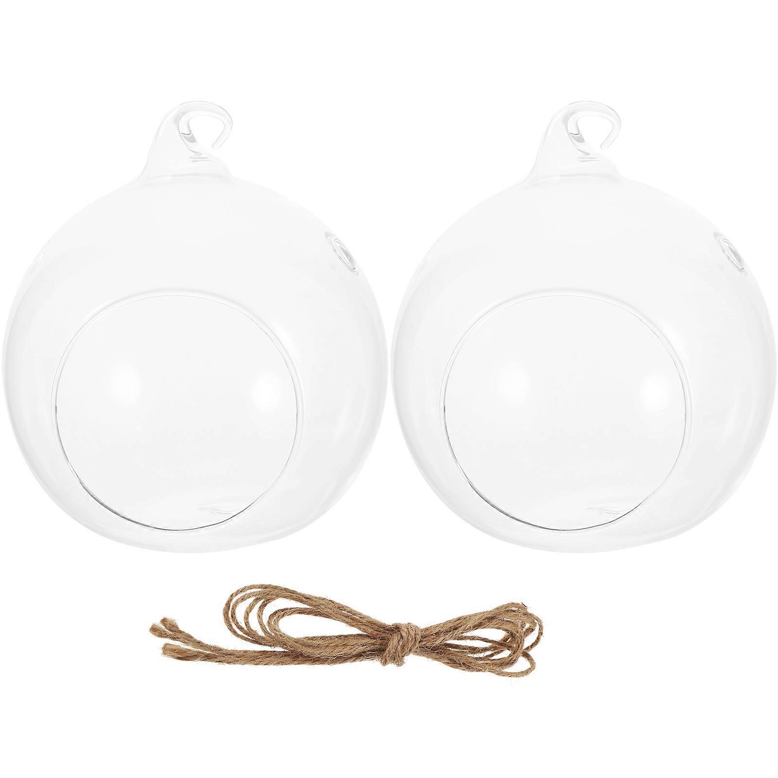 Terrarium Container Round Shape Simple Style For Hotel 2Pcs