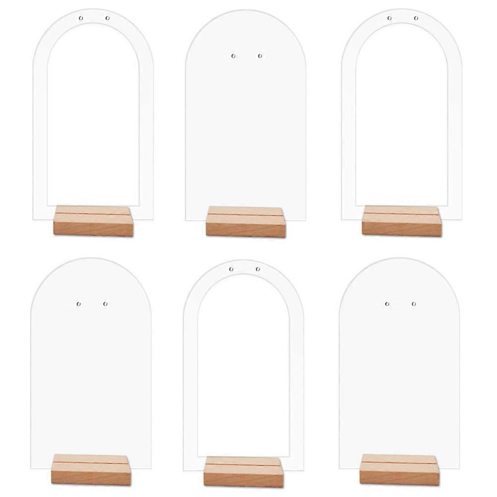 Acrylic Earring Display Stand with Wood Base 6pcs Set, 2 Tier Holder for Studs & Dangle Earrings, Stable Jewelry Organizer for Dressing Table