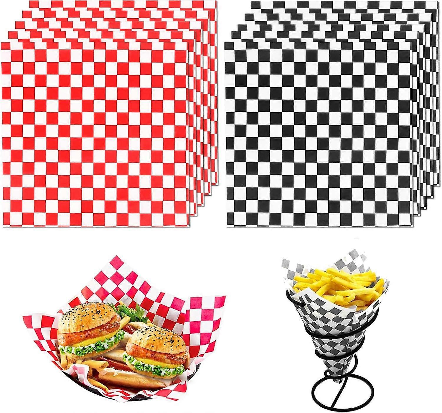 Checkered Greaseproof Paper - 22x22cm Burger/Cake Greaseproof Paper (2 Colours) 200 Sheets