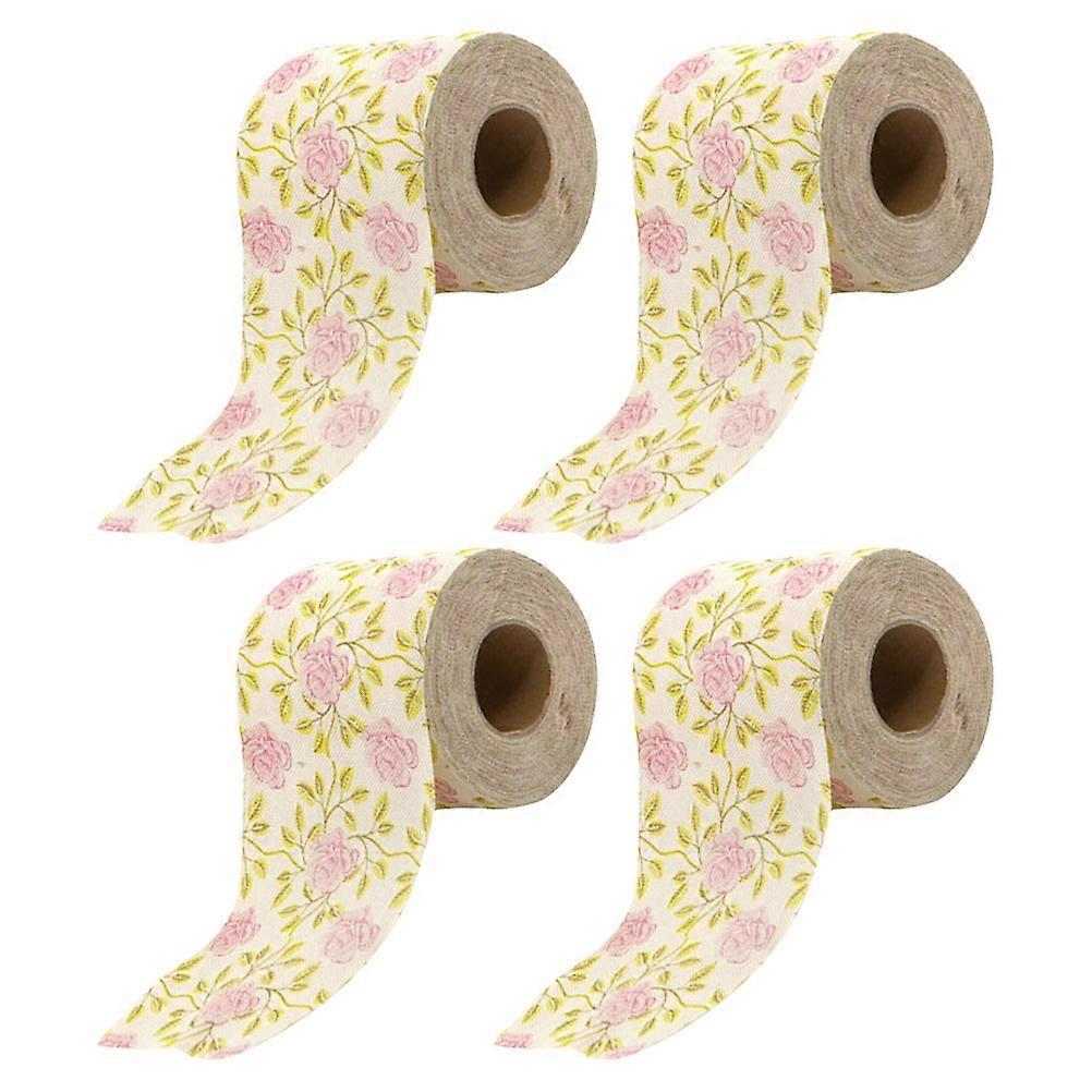 Luxurious Rose Pattern Bamboo Toilet Paper 4 Rolls, Handmade, Elegant Bathroom Decor