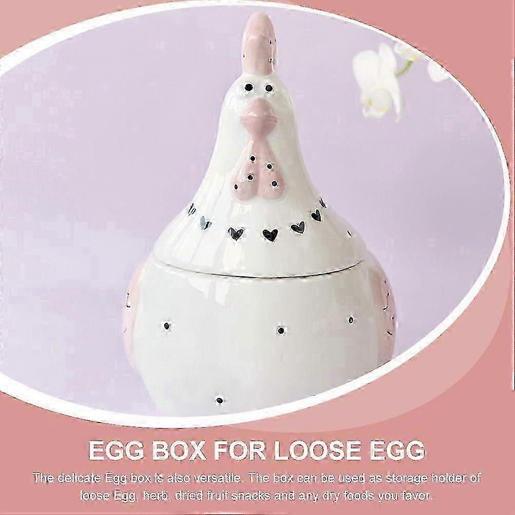 Ceramic Egg Storage Jar Sealed Chicken Shaped Container with Lid, Ideal for Storing Candy and Fruits