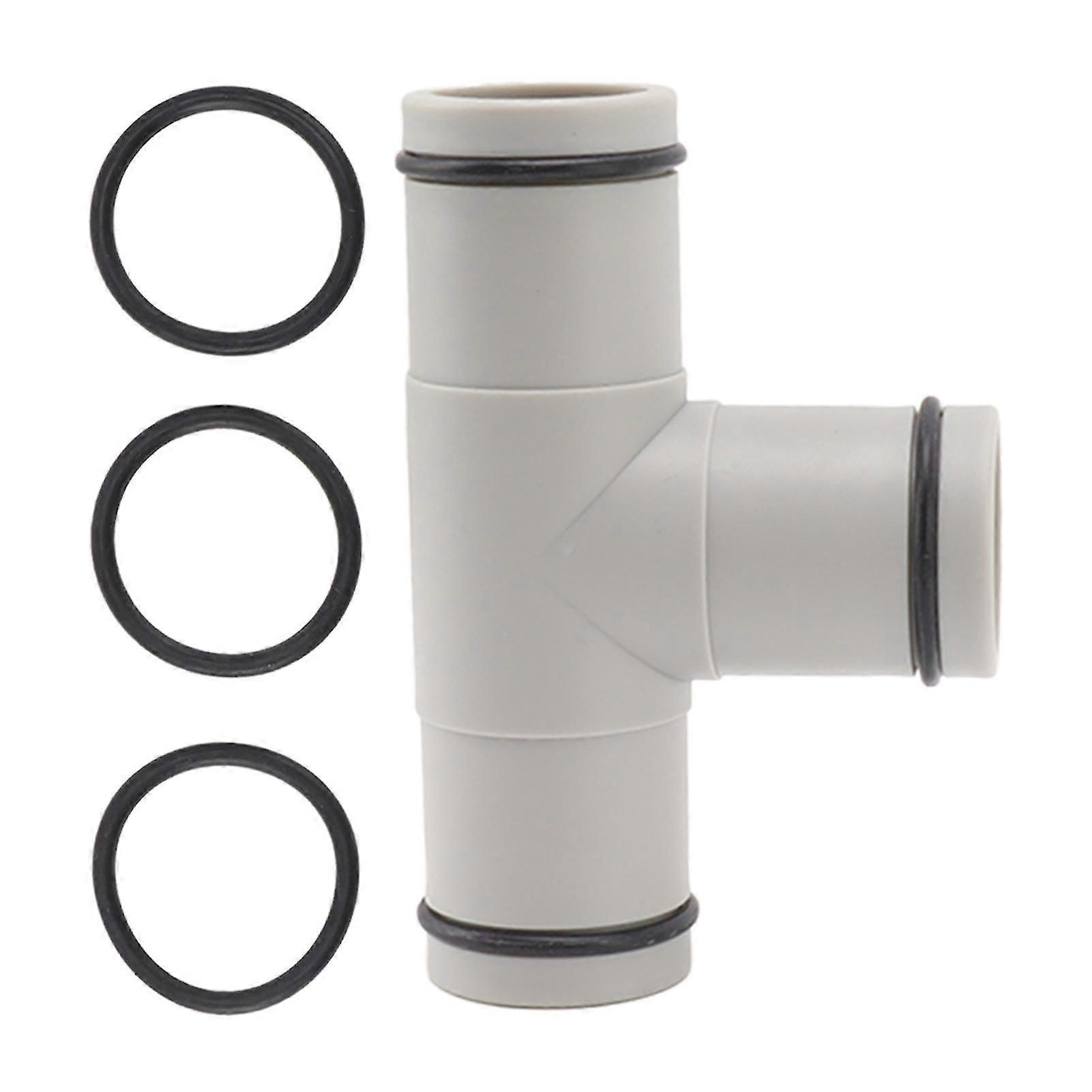 1.25in T-Shape Pool Hose Adapter Connector Durable PVC Easy to Install Includes 3 Rubber O-Rings For Pool Maintenanc