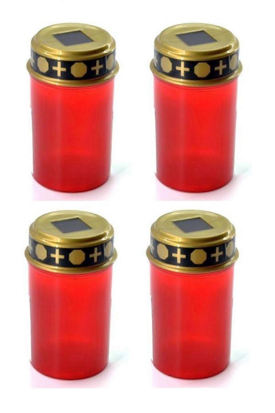Solar LED Grave Lights Set of 4 with Twilight Sensor Waterproof Grave Candle Lamps for Cemetery Decoration and Memorials