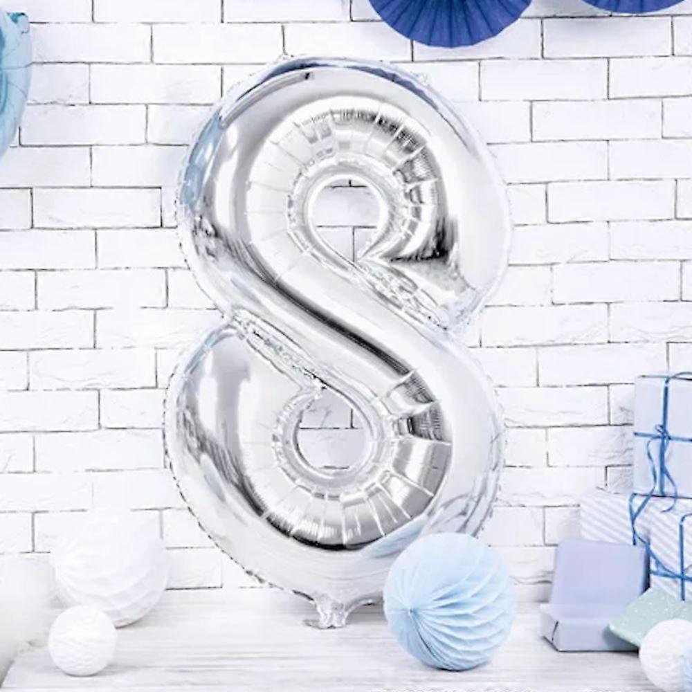 Large Silver Number 8 Balloon