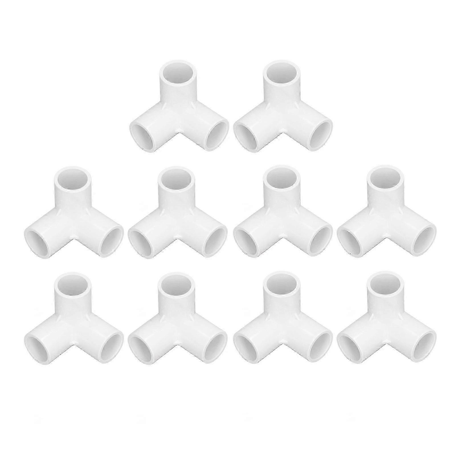 10PCS 3 Way PVC Plastic Right Angle Tee Corner Connector 20mm Inner Diameter White