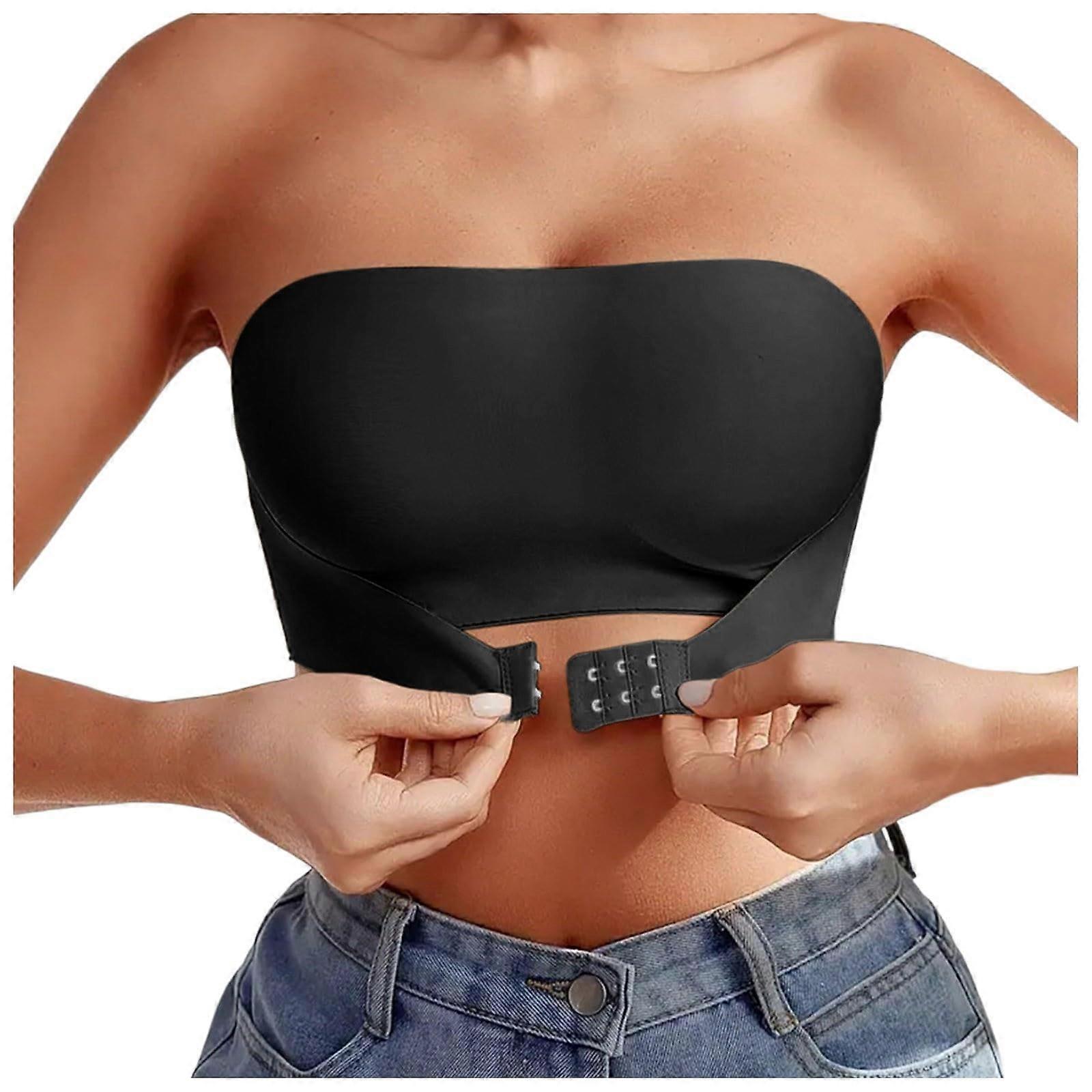 Women's Push Up Bra 2025 Model Soft Comfortable Wireless Backless Foam-Free Padding Convertible Clear Straps Black XL