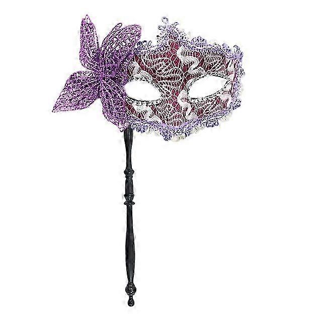 Masquerade Mask with Holding Stick Halloween Party Mask Shiny Sequins Queen Mask NL