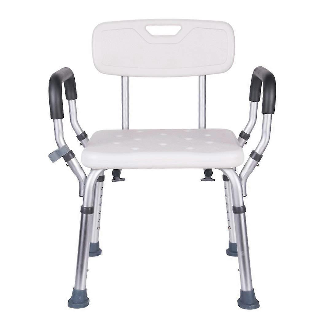 Shower bench with armrests and backrest, sturdy, slipresistant, heightadjustable, white