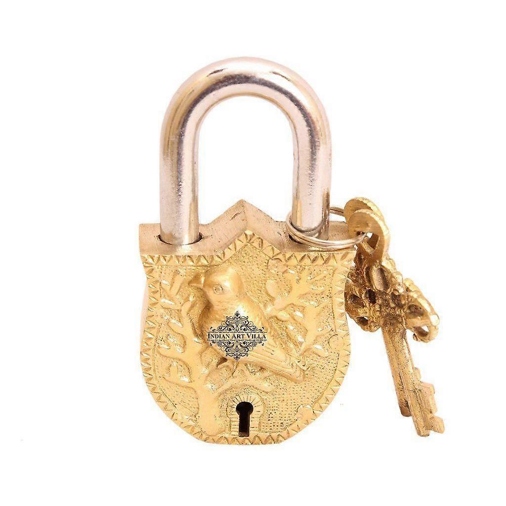 Handmade Old Vintage Style Antique Sparrow Design Lock with 2 Keys for Home Temple Office Showrooms Security Lock Home Decore Gift Item