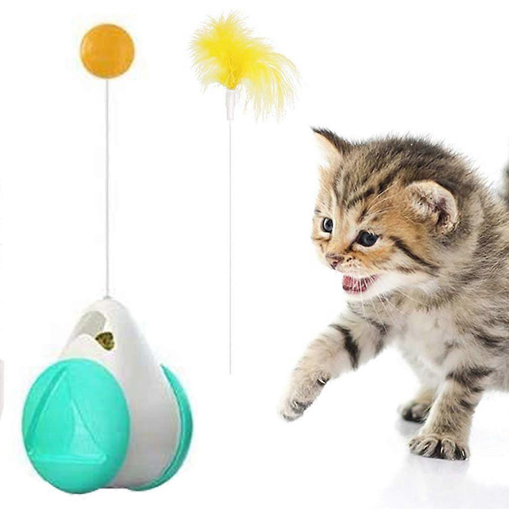 Balancing Cat Toy with Ball, Interactive Cat Toy, Indoor Cat Interactive Rolling Ball Toy (Blue and White)