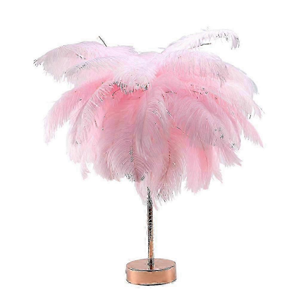Bedside Table LED Lamp with Feather Design and Remote Control for Living Room
