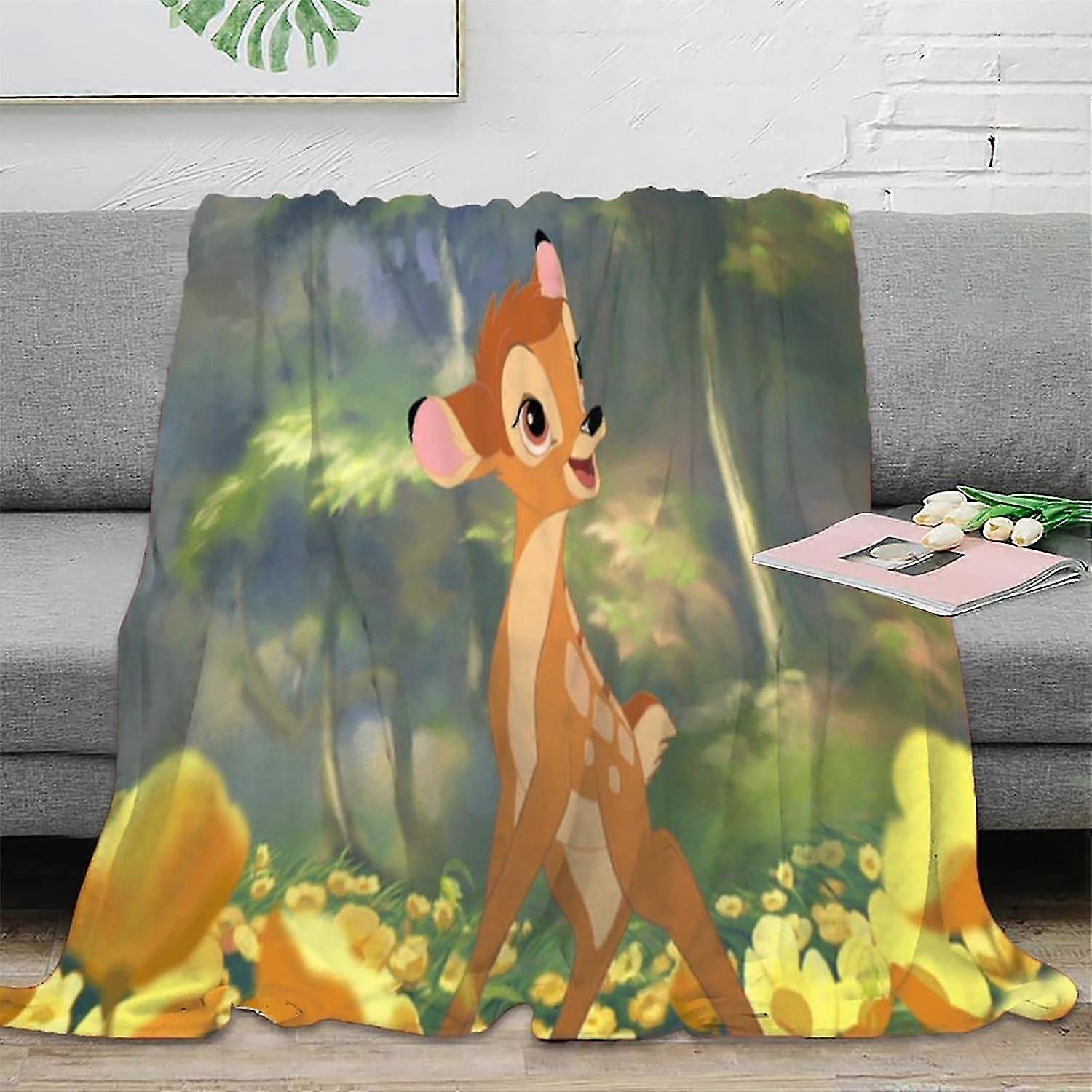 Soft Plush Flannel Throw Blanket, 3D Bambi Design for Cozy Home Decor and Office Nap
