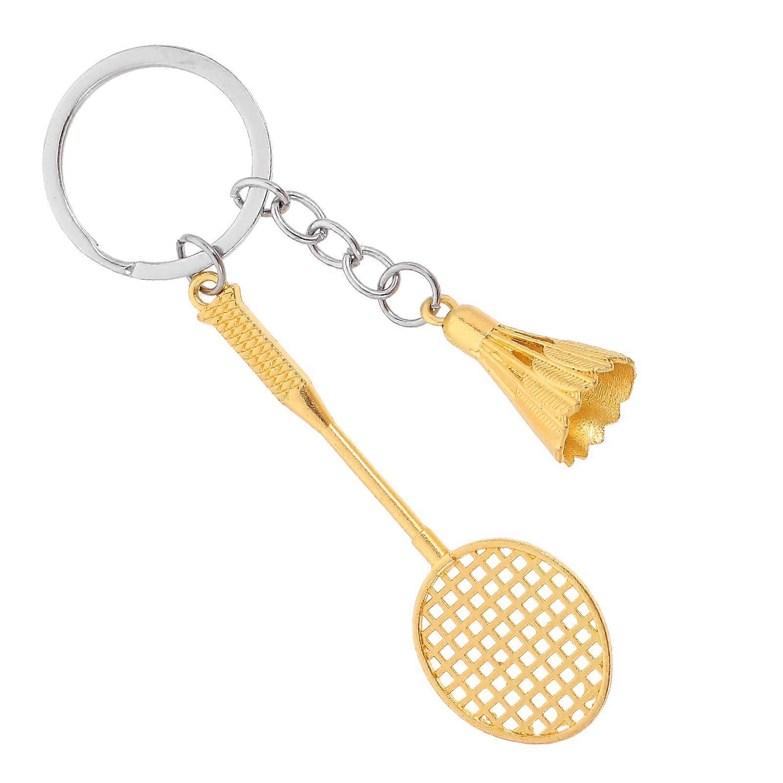 Creative Badminton Keychains Metal Badminton Racket Accessory for Home