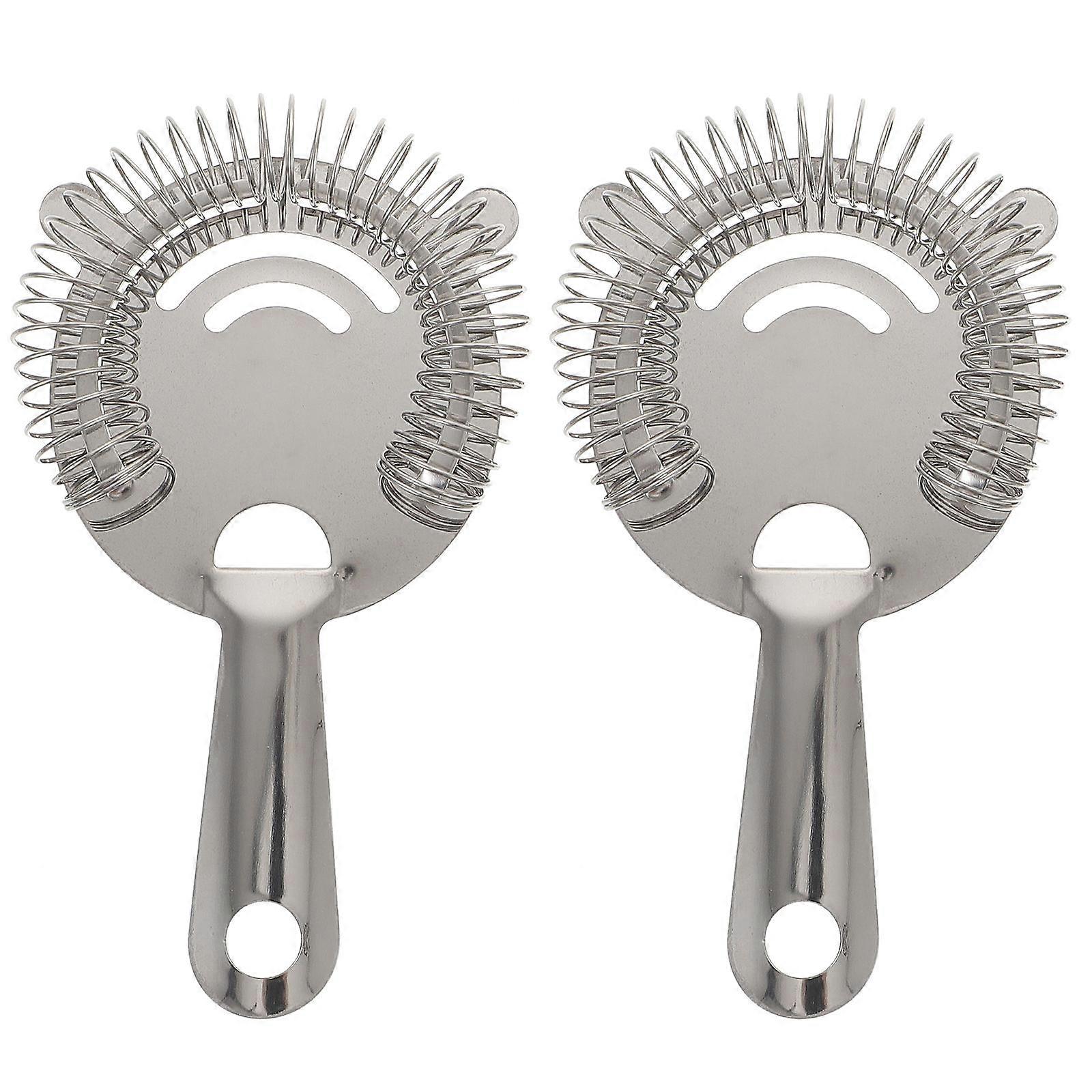Bartending Tool Stainless Steel Cocktail Strainer Ice Straining Use Silver 2Pcs