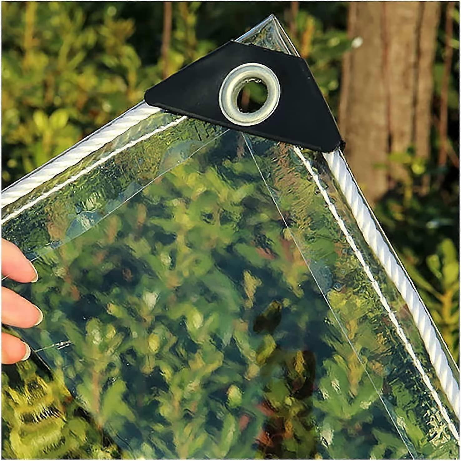 Transparent waterproof PVC tarpaulin with eyelets, 0.35mm, 1m × 4.7m