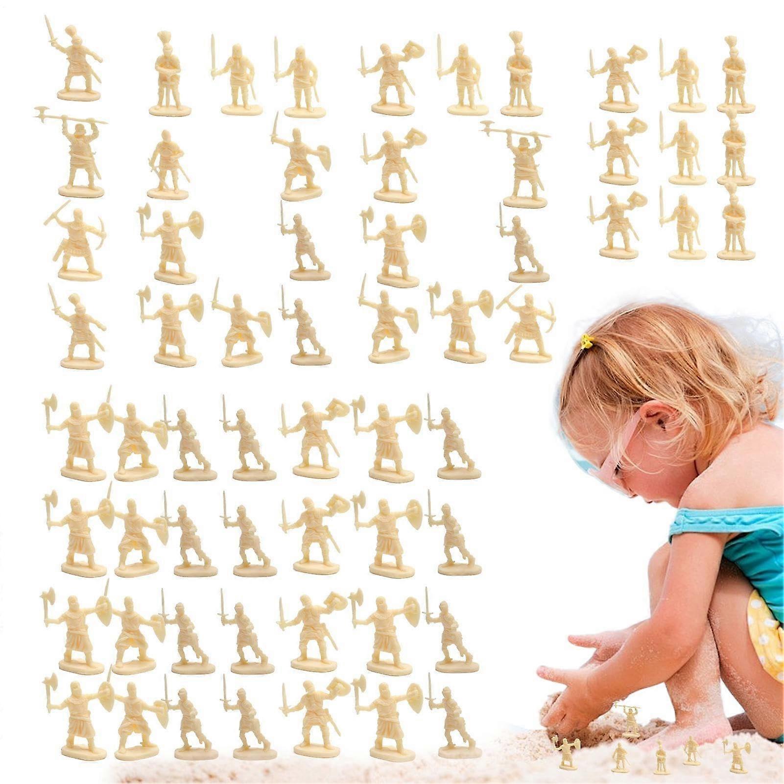 Soldiers Men, Miniature Figures Ancient Warriors  Miniature Models 100Piece Play Set for RolePlaying Games Cake Decoration Yellow