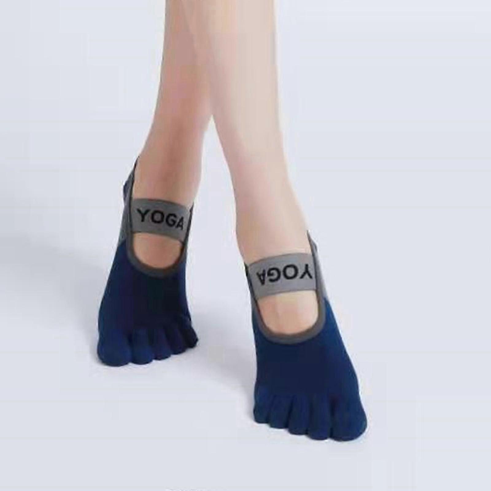 2켤레 요가 양말 반발가락 미끄럼 방지 그립 요가 양말 필라테스 양말, 발가락이 있는 여성용 요가 양말