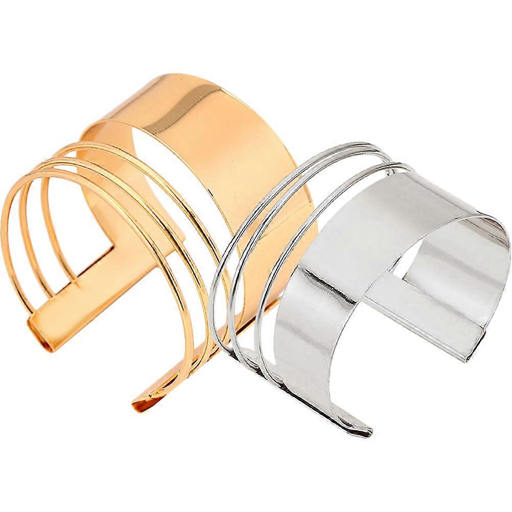 Here's a refined product description for your **2pcs Adjustable Wide Cuff Bangles**:
**2pcs Adjustable Wide Cuff Bangles for Women – Punk &