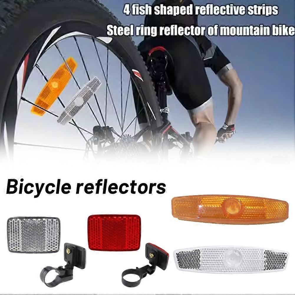 4-pack white (B)$Bicycle reflector rear warning plate mountain bike night riding spoke light shelf pedal reflective tail light accessories