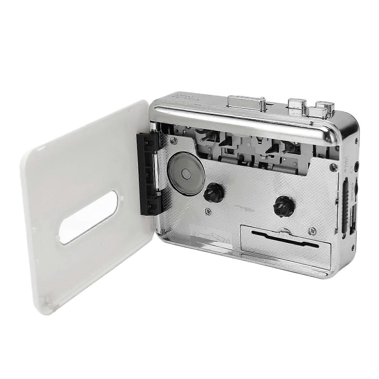 Portable Cassette Player USB Tape to MP3 Converter with Headphone Stereo Output Black and White