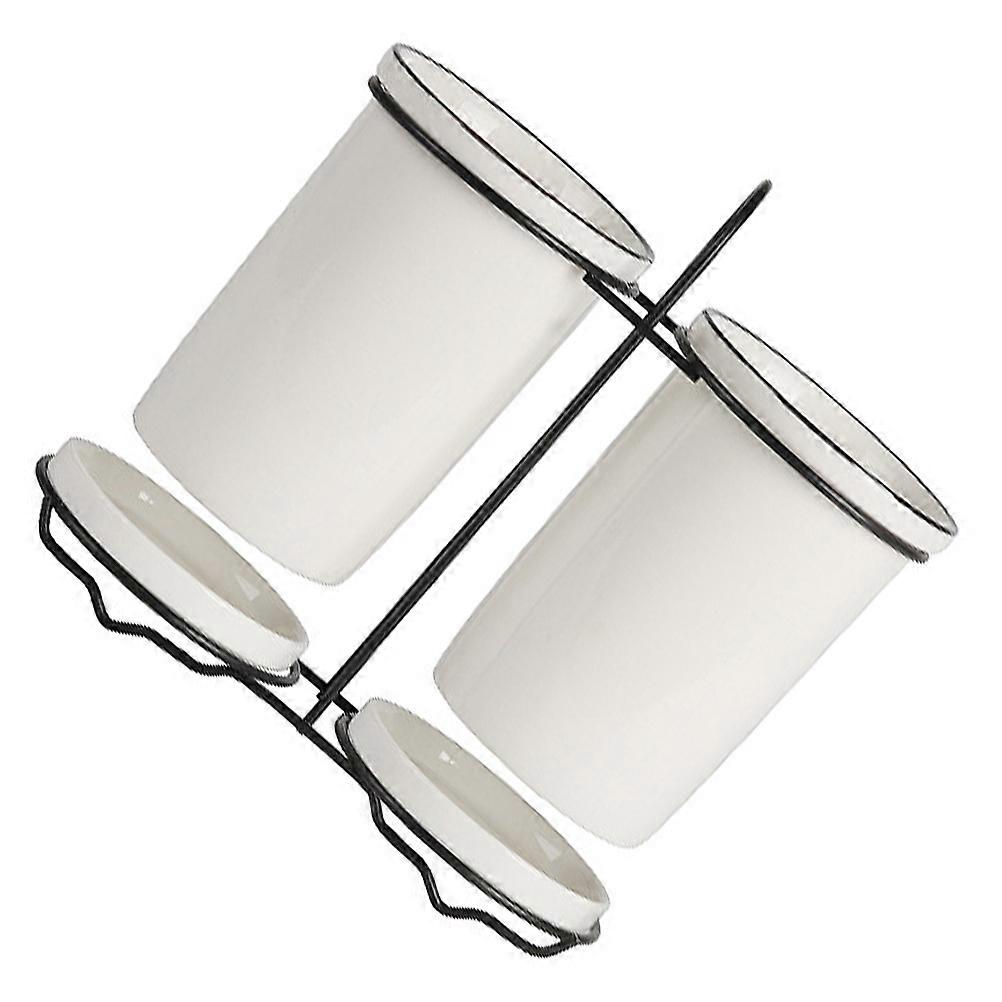 Kitchen Cutlery Racks Utensil Drain Rack Chopstick Holder Minimalist Nordic Style for Household Users 20x19x8cm Ceramic Nonslip 1Set