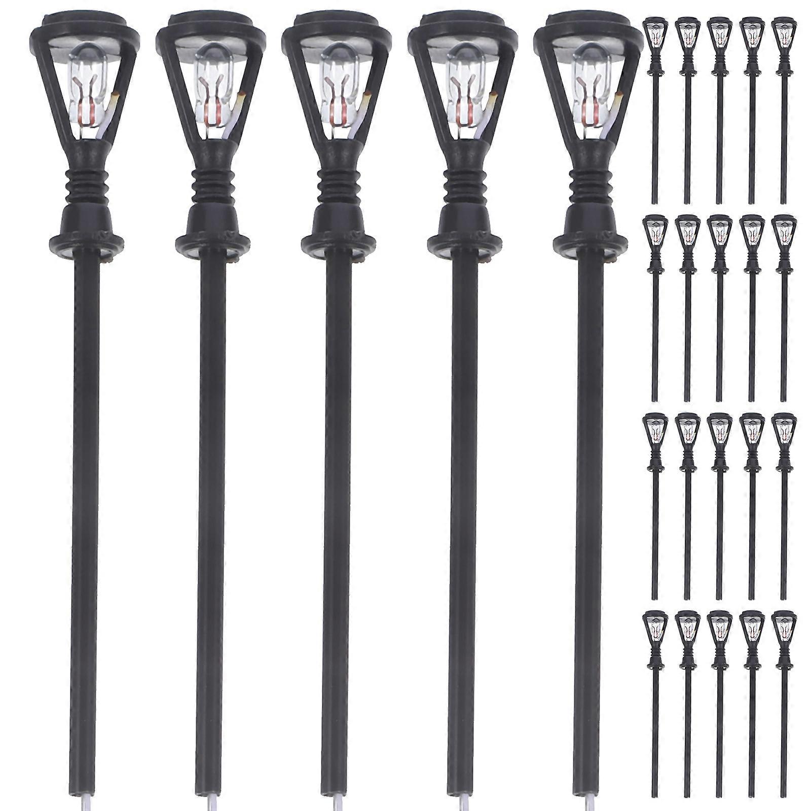 20pcs Miniature Street Lamp Models, Durable Flat Bottom Lights for House Decor, Realistic DIY Craft Accessories with Warm White Light for Enhanced