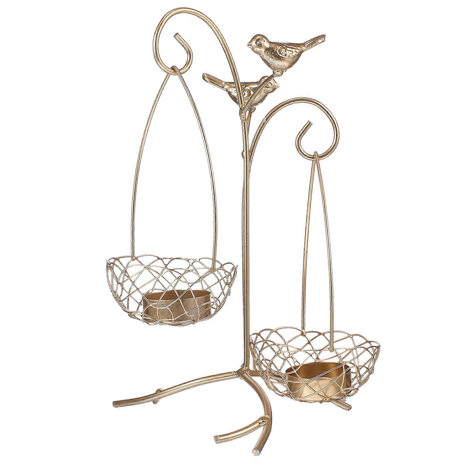 Nordic Style Candlestick for Decoration Use Golden Iron Art Crafts with Smooth Surface Easy to Clean