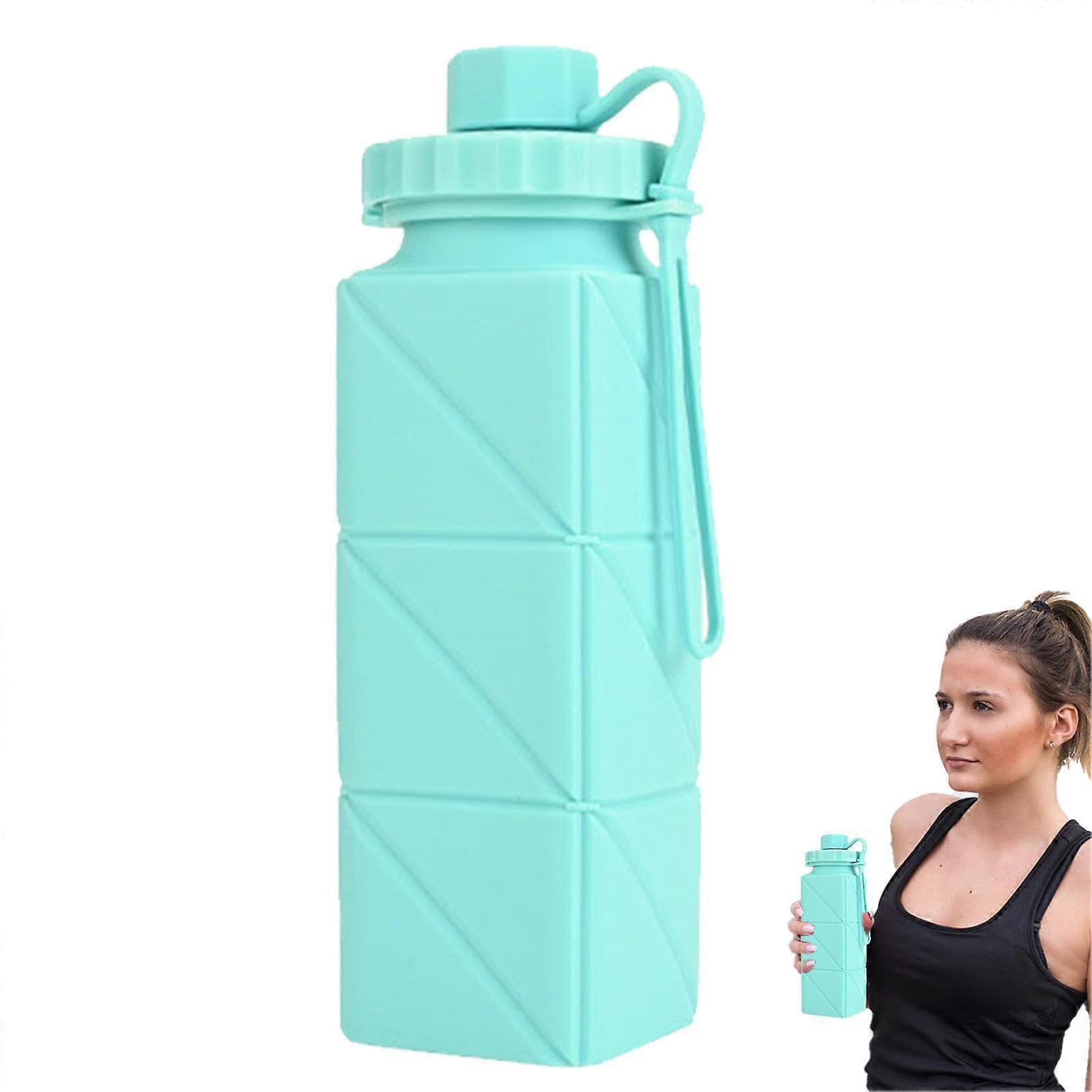 Foldable Water Bottles - Silicone Square Foldable Water Cup, Leak-Proof, Reusable Travel Bottle For Hiking Blue