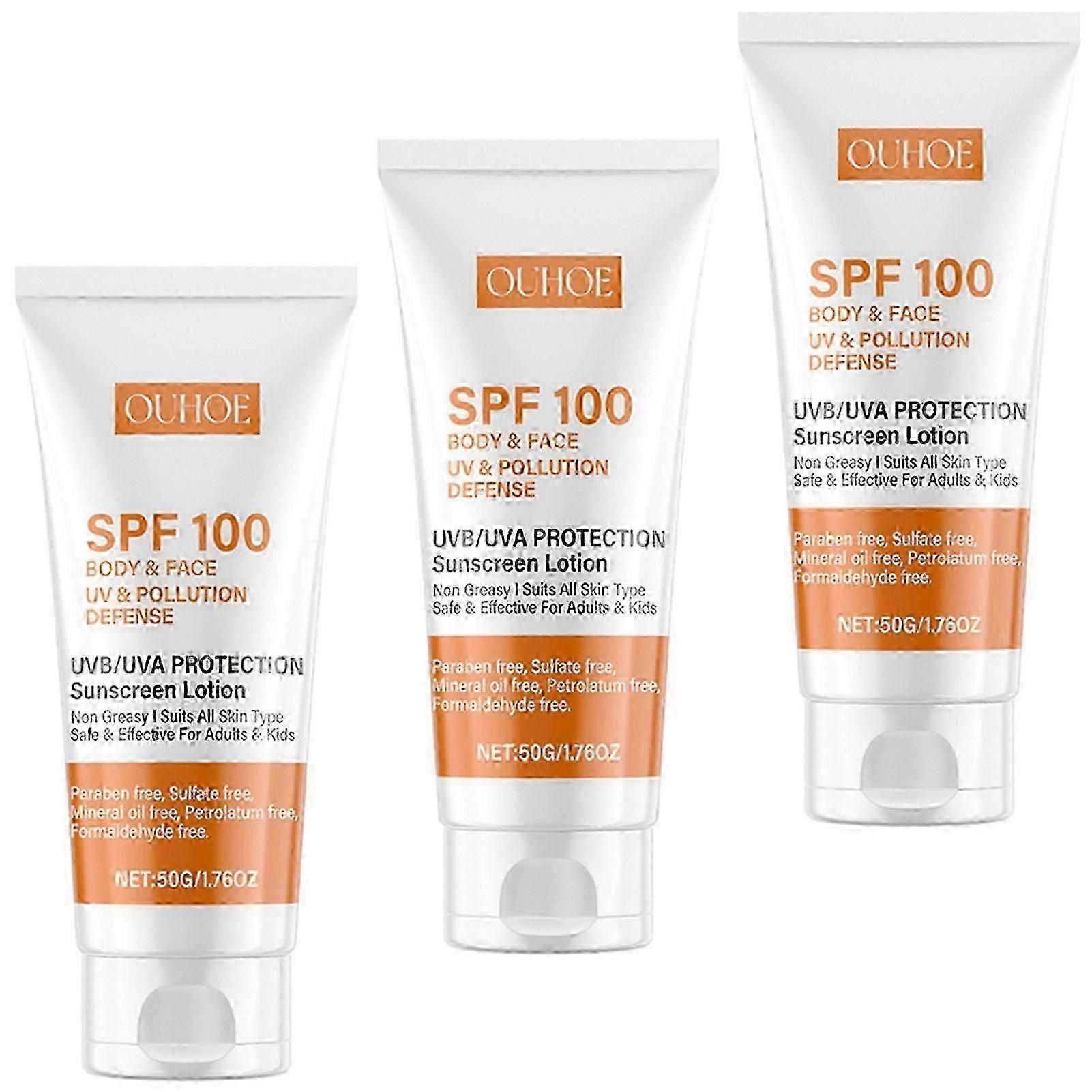 Spf 100 Solskyddsmedel, Kropp Ansikte UV Förorening Försvar Solskyddsmedel, Sommar Strand Semester Solskyddsmedel
