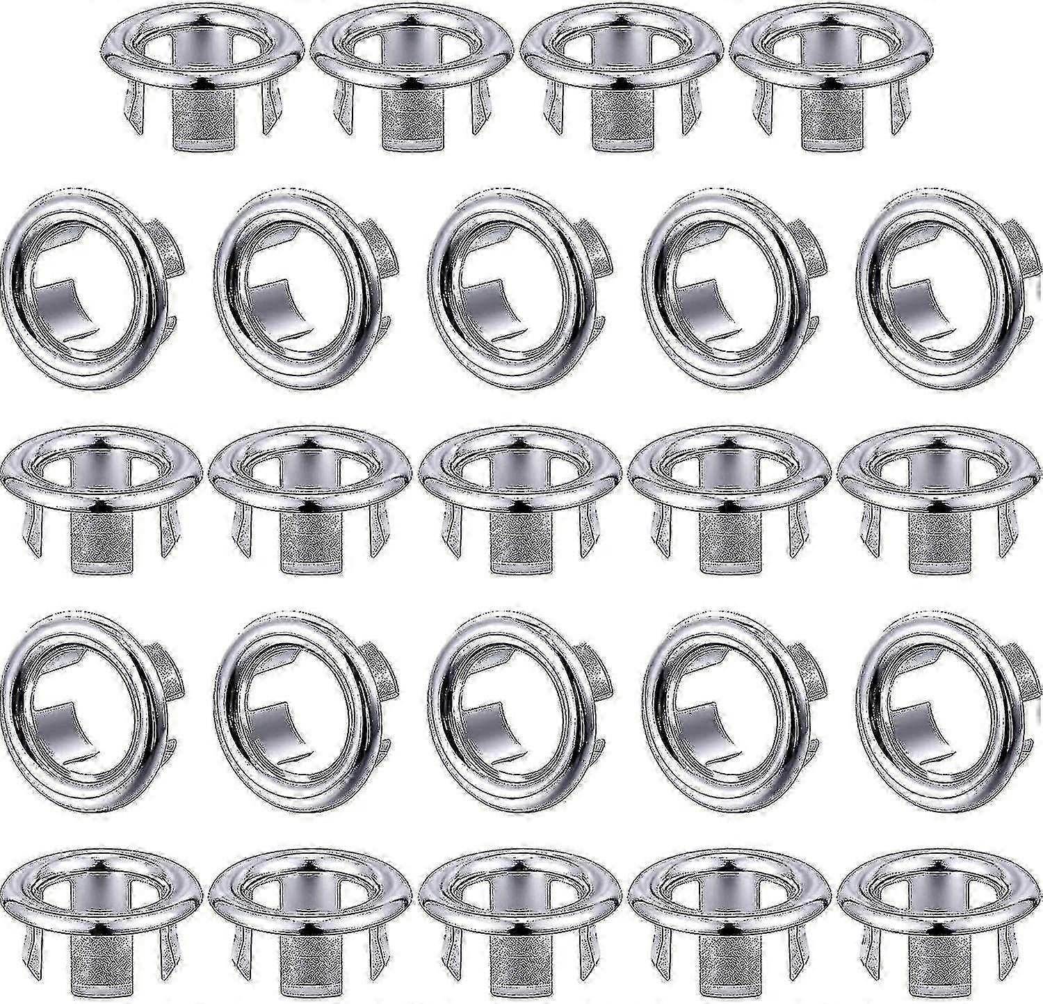 24 Packs Sink Overflow Cover, Round Bathroom Sink Hole Trim Ring (1.5")