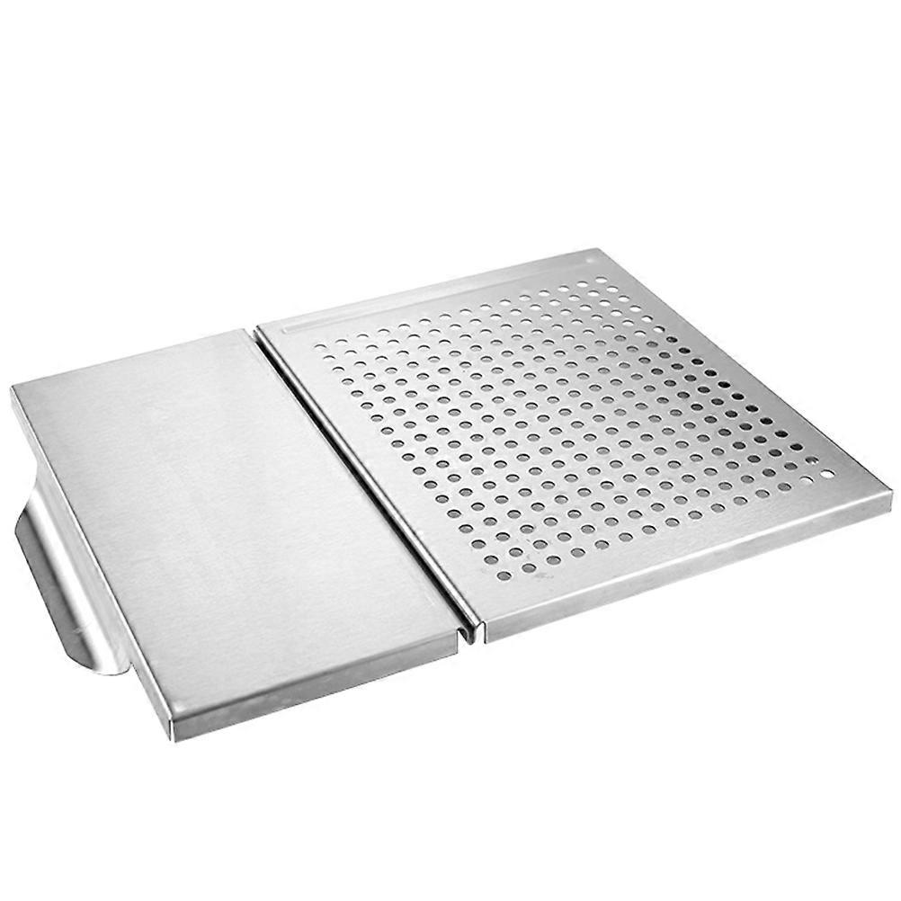 Stainless Steel Barbecue Plate with Handle, Grill and Draining Tray, Compact Design, Easy to Clean, Durable BBQ Supply