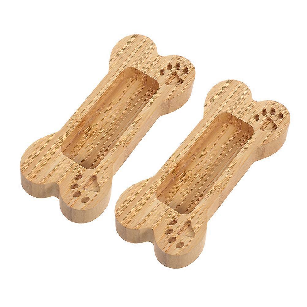 Wooden Business Card Holder Stand for Desk with Simple Design and Sturdy Wood Material Khaki Color